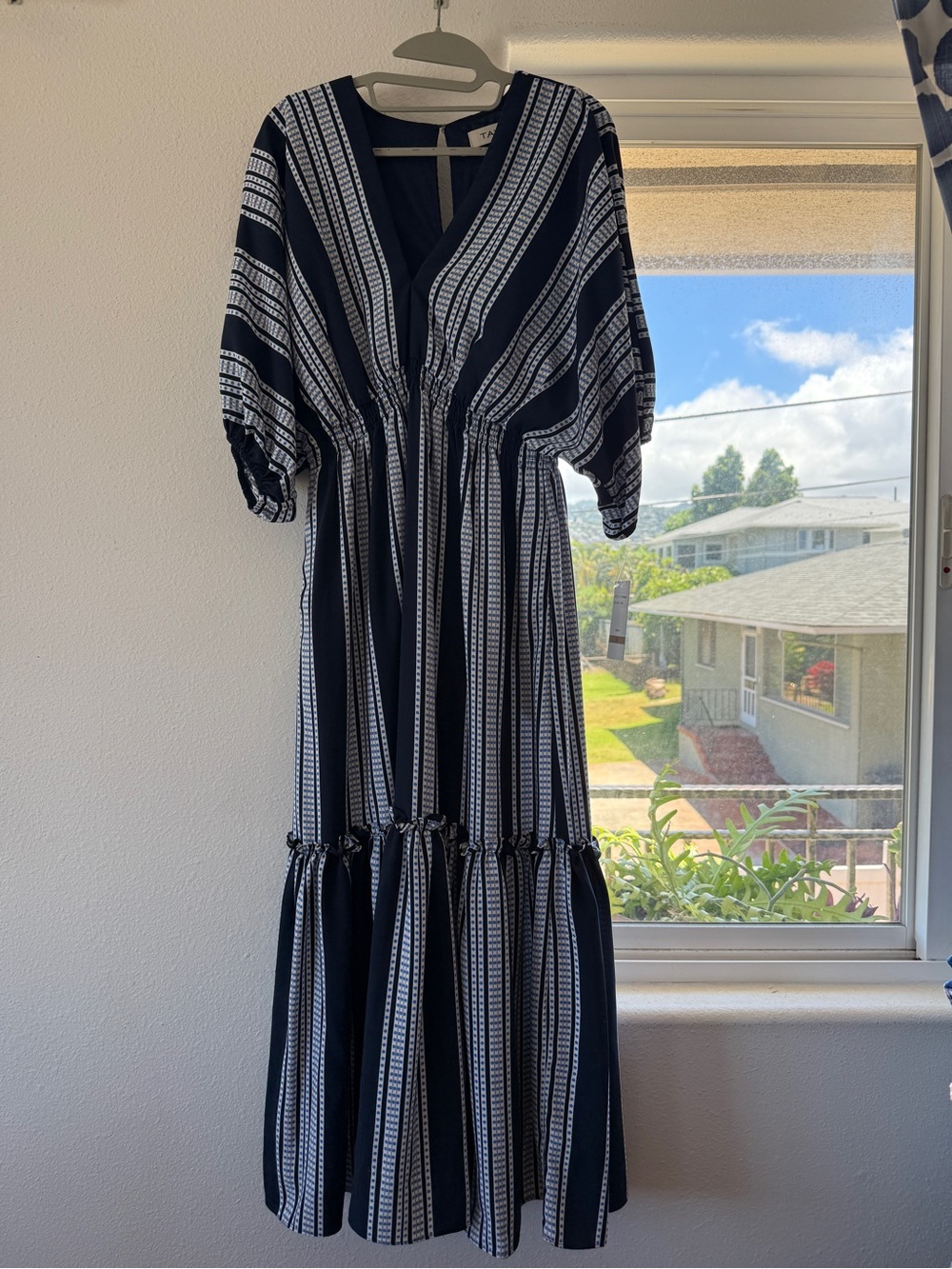 Taylor Black and White Striped Maxi Dress
